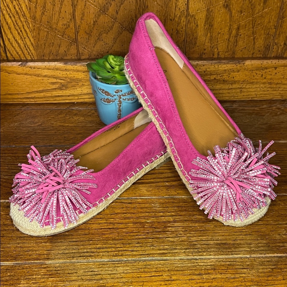 Charles by Charles Davis Women’s Omen Rhinestone Encrusted Pompom Espadrille 6.5 - Picture 10 of 11
